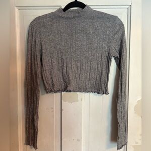 Aeropostale Heather Gray Ribbed Crop Top